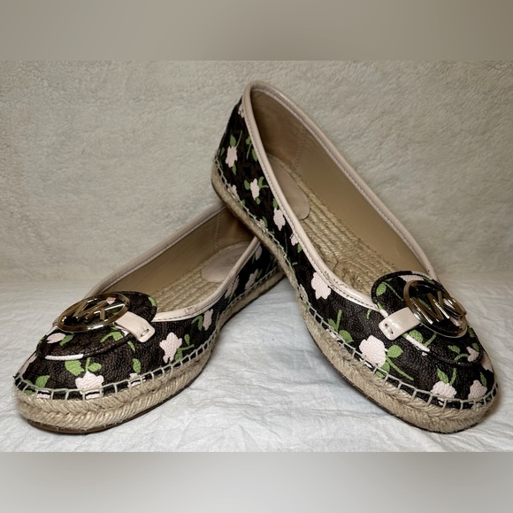 Michael Michael Kors “Lillie” espadrille flat slip-on slide-on loafer floral 7.5 - Picture 2 of 10